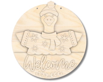 Unfinished Wood Welcome Goose Door Sign Kit | Wood Craft Cutouts | 1/4" Thick |