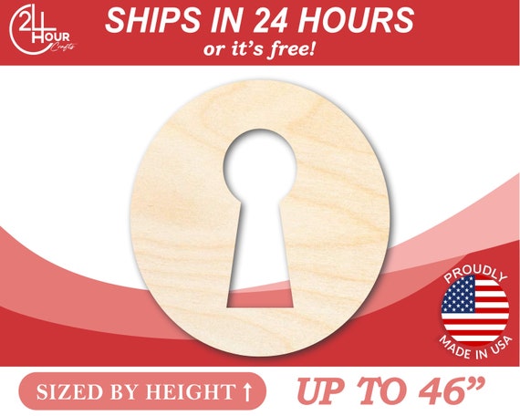 Unfinished Wooden Key Hole Shape  - Craft - from 1" up to 46"  DIY