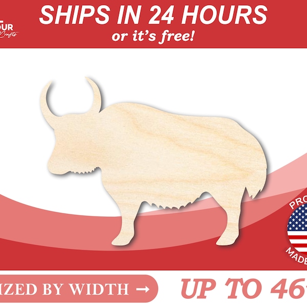 Unfinished Wooden Yak Shape - Animal - Craft - from 1" up to 46"  DIY