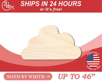 Unfinished Wooden Storm Cloud Silhoutte - Craft- from 1" up to 46" DIY