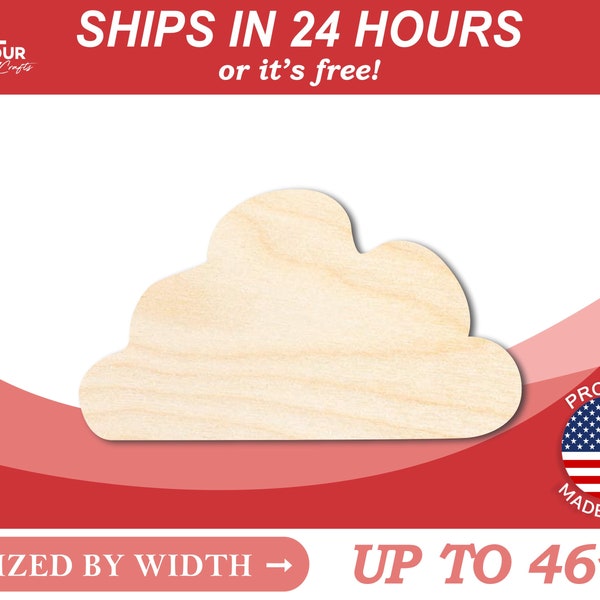 Unfinished Wooden Storm Cloud Silhoutte - Craft- from 1" up to 46" DIY