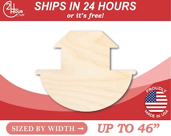 Unfinished Wooden Noah's Ark Shape - Craft - from 1" up to 46" DIY