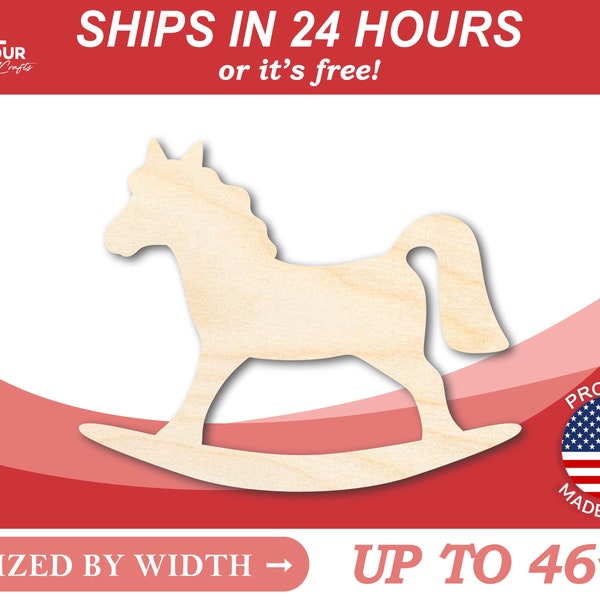 Unfinished Wooden Rocking Horse Shape - Toy Animal - Craft - from 1" up to 46"  DIY