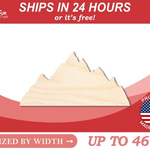 Unfinished Wooden Mountain Range Shape - Nature - Craft - from 1&quot; up to 46&quot;  DIY