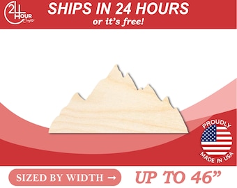 Unfinished Wooden Mountain Range Shape - Nature - Craft - from 1" up to 46"  DIY