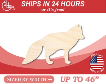Unfinished Wooden Arctic Fox Shape - Animal - Wildlife - Craft - from 1" up to 46"  DIY