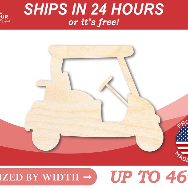 Unfinished Wooden Golf Cart Silhoutte - Craft- from 1" up to 46" DIY