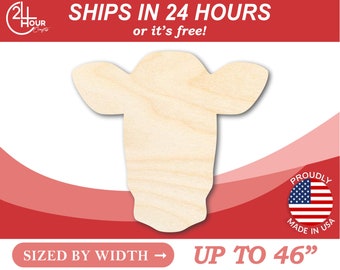 Unfinished Wooden Dairy Cow Shape - Craft - from 1" up to 46" DIY