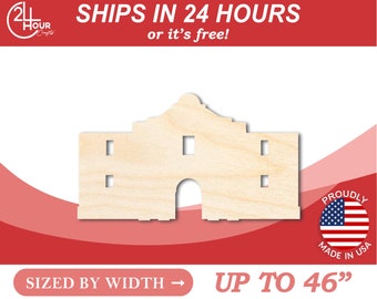 Unfinished Wooden Alamo Shape - Craft - from 1" up to 46" DIY