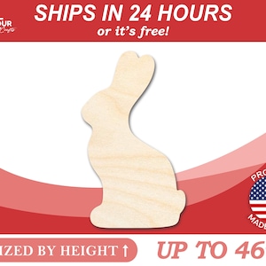 Unfinished Wooden Easter Bunny Shape - Craft - from 1&quot; up to 46&quot;  DIY