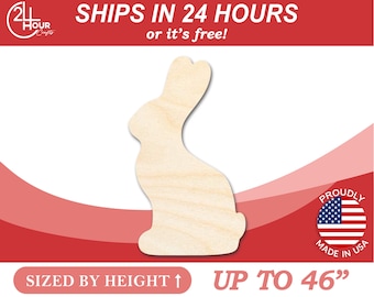 Unfinished Wooden Easter Bunny Shape - Craft - from 1" up to 46"  DIY