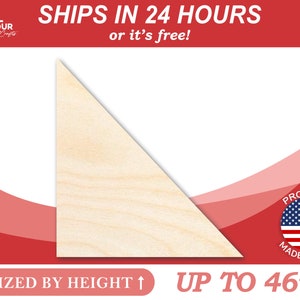 Unfinished Wooden Right Triangle Equilateral Shape - Craft - from 1&quot; up to 46&quot; DIY