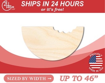 Unfinished Wooden Watermelon Slice with Bite Silhoutte - Craft- from 1&quot; up to 46&quot; DIY