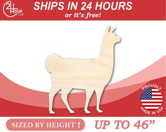 Unfinished Wooden Llama Shape - Farm Animal - Craft - from 1" up to 46"  DIY