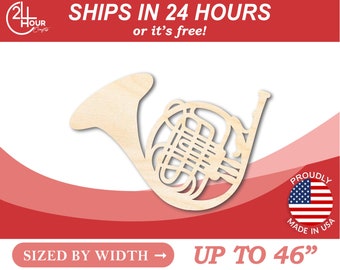 May include: A wooden cutout of a French horn, up to 46 inches wide. The cutout is made in the USA and ships in 24 hours or it's free.