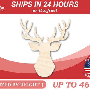 Unfinished Wooden Deer Antlers Buck Shape - Craft - from 1&quot; up to 46&quot; DIY