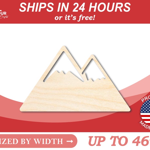 Unfinished Wooden Mountain Peaks Shape - Craft - from 1" up to 46" DIY