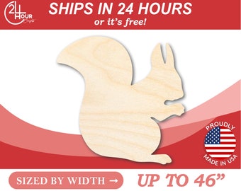 Unfinished Wooden Squirrel Shape - Animal - Craft - from 1" up to 46"  DIY
