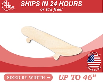 May include: Unfinished wooden skateboard shape, up to 46 inches wide.  Ships in 24 hours or it's free!  Proudly made in the USA.
