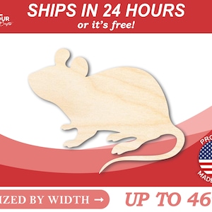 Unfinished Wooden Mouse Shape - Animal - Wildlife - Craft - from 1" up to 46"  DIY