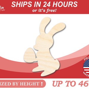Unfinished Wooden Easter Bunny w/ Egg Shape - Craft - from 1&quot; up to 46&quot;  DIY
