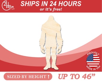 Unfinished Wooden Sasquatch Bigfoot Shape - Craft - from 1" up to 46" DIY