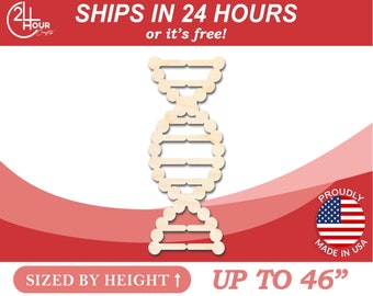 Unfinished Wooden DNA Shape - Biology - Craft - from 1" up to 46"  DIY