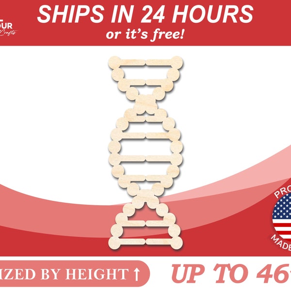 Unfinished Wooden DNA Shape - Biology - Craft - from 1" up to 46"  DIY