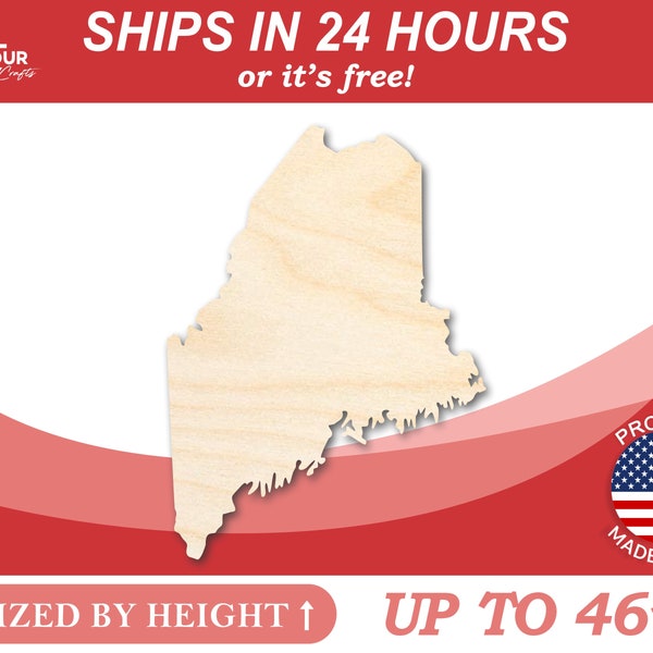 Unfinished Wooden Maine Shape - State - Craft - from 1" up to 46"  DIY