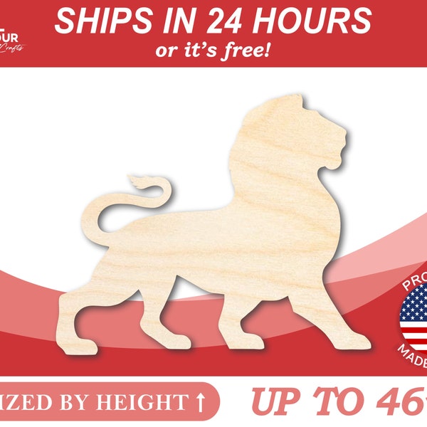 Unfinished Wood Leo Lion Shape - Zodiac Craft - from 1" up to 46"