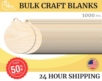Unfinished Wood Ornament Craft Blanks | Bulk 1000 Piece Pack | Ornaments | 1/8" Thick Wood Cutouts | 4" or 5" DIY Craft Blanks | Wholesale C
