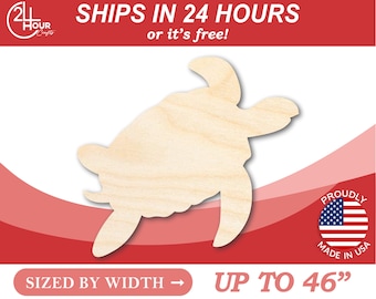 Unfinished Wooden Turtle Shape - Craft - from 1" up to 46" DIY