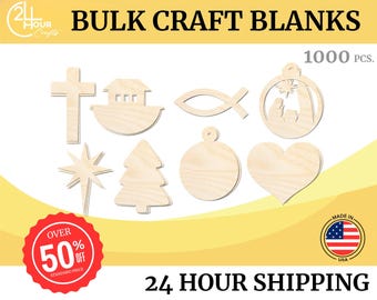 Unfinished Wood Craft Shapes | Bulk 1000 Piece Pack | Church | 1/8" Thick Wood Cutouts | 4" or 5" DIY Craft Blanks | Wholesale Craft Supply