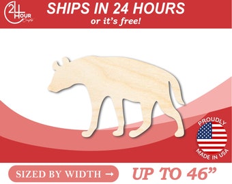 Unfinished Wooden Hyena Shape - Animal - Wildlife - Craft - from 1" up to 46"  DIY