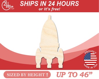 Unfinished Wooden Rocket Shape - Craft - from 1" up to 46" DIY