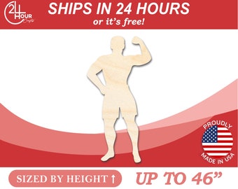 Unfinished Wood Body Builder Shape - Craft - from 1" up to 46" DIY