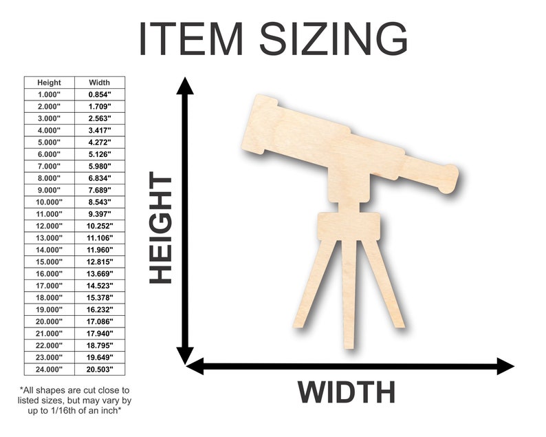 Unfinished Wooden Telescope Shape - Kid's Room - Solar System - Planet ...