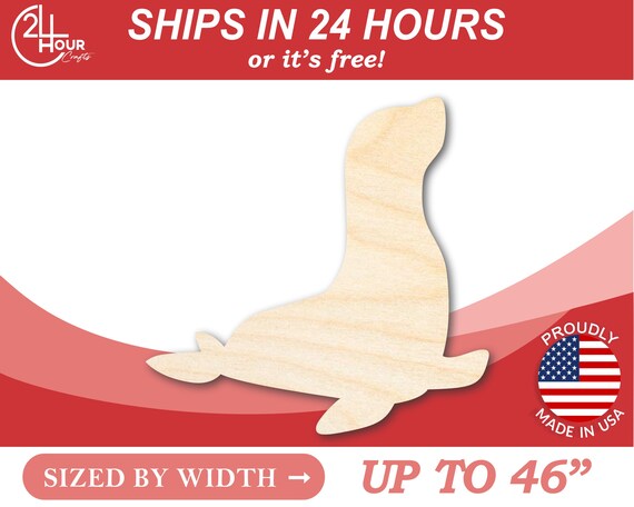 Unfinished Wooden Seal Shape - Craft - from 1" up to 46" DIY