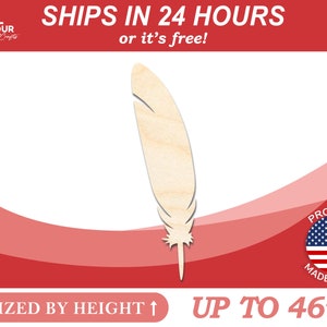 Unfinished Wooden Feather Shape - Animal - Bird - Wildlife - Craft - from 1&quot; up to 46&quot;  DIY
