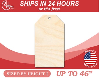Unfinished Wooden Price Tag Product Tag Silhoutte - Craft- from 1" up to 46" DIY