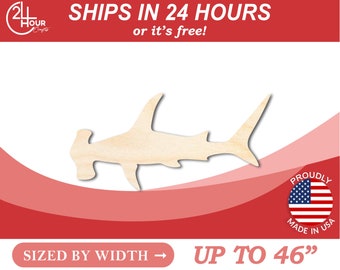 Unfinished Wooden Hammerhead Shape - Ocean - Craft - from 1" up to 46"  DIY