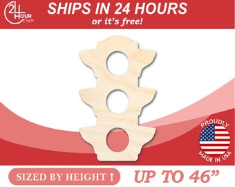 Unfinished Wooden Traffic Light Shape - Craft - from 1" up to 46"  DIY