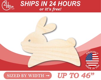 Unfinished Wooden Simple Bunny Shape - Craft - from 1" up to 46" DIY