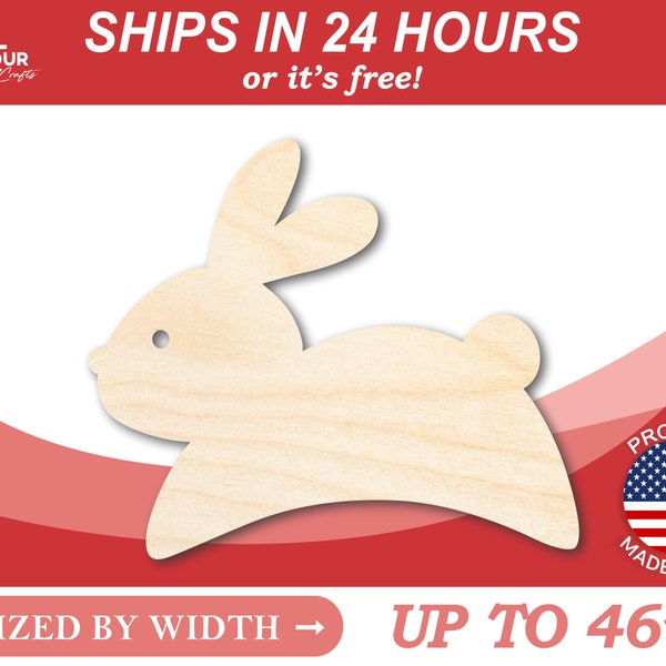 Unfinished Wooden Simple Bunny Shape - Craft - from 1" up to 46" DIY