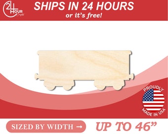 Unfinished Wooden Boxcar Train Shape - Craft - from 1" up to 46"  DIY