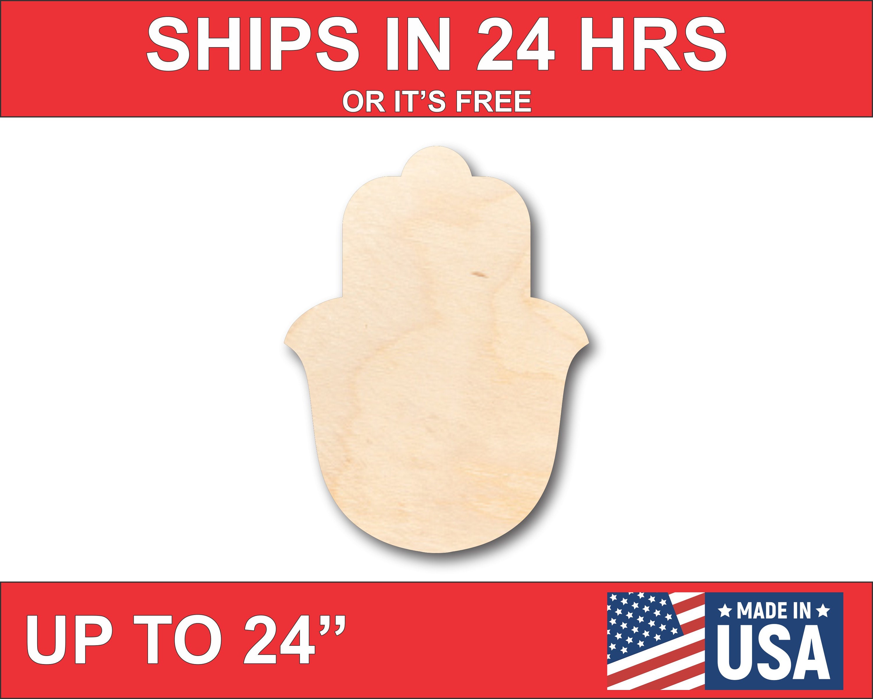 Unfinished Wooden Hamsa Shape - Craft - up to 24"  DIY