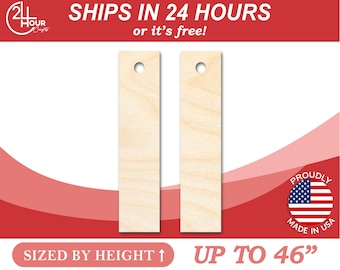 Unfinished Wooden Rectangle Earring Blank - DIY Jewelry Craft - Sizes from 1" to 3"