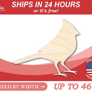 Unfinished Wooden Cardinal Shape - Animal - Wildlife - Craft - from 1&quot; up to 46&quot;  DIY