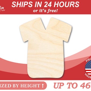 Unfinished Wooden Scrub Shirt Shape - Craft - from 1" up to 46" DIY