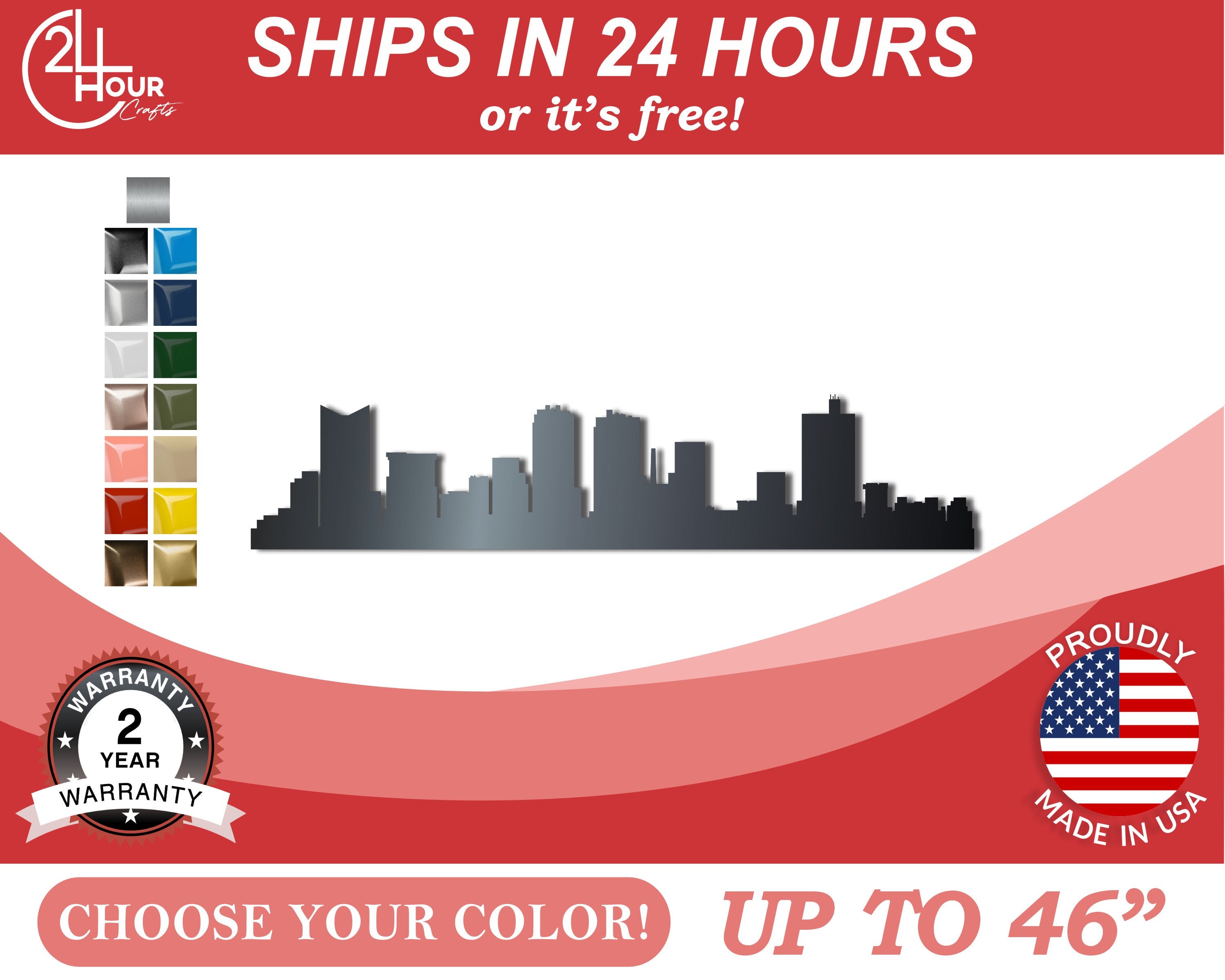 Metal Fort Worth Skyline Wall Art